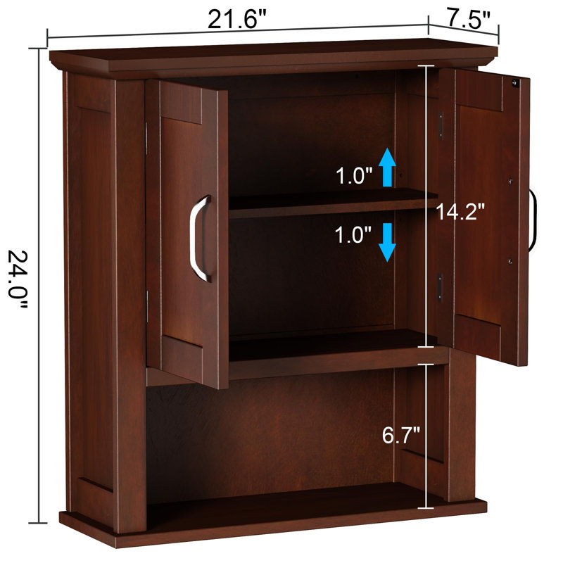 Armoire de salle de bain murale avec portes, Cerise foncée