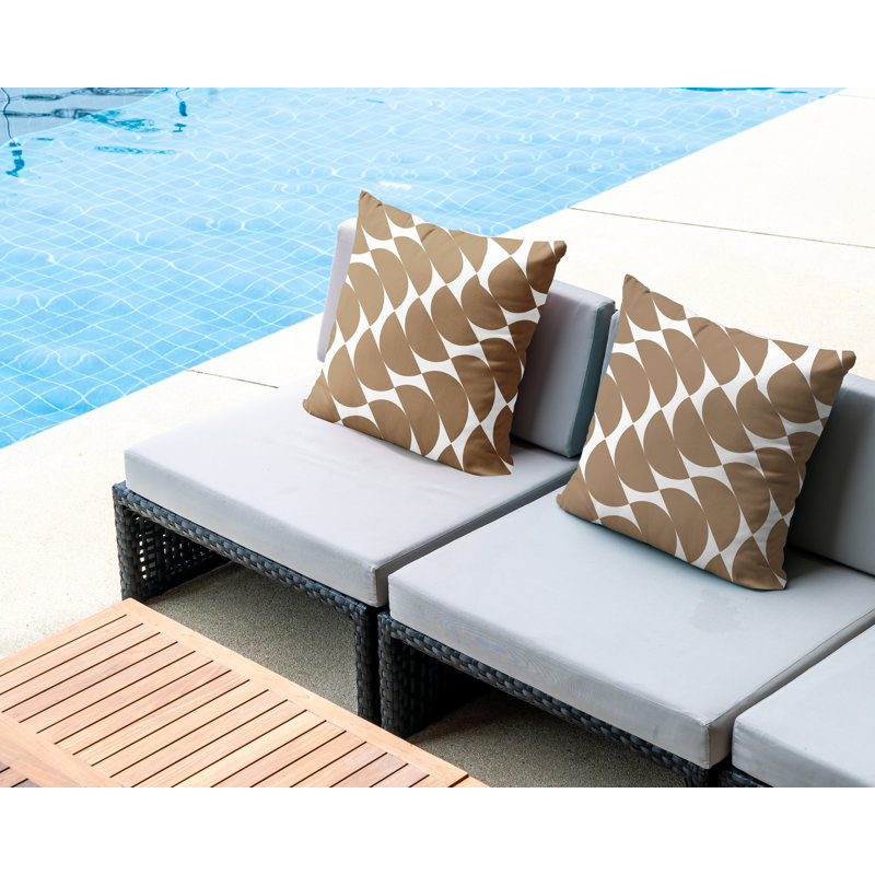 Oreiller carré intérieur / extérieur Mandi, Beige, L 15 po x H 15 po