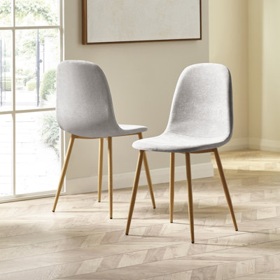 Sumra Set Of 4 Beige Chenille Upholstered Dining Chairs
