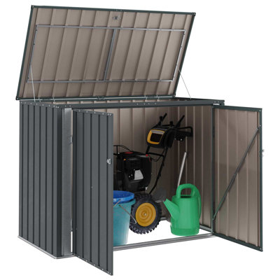 vidaXL Garden Storage Box with Shelf with Storage with Lock Steel Outdoor Lawn
