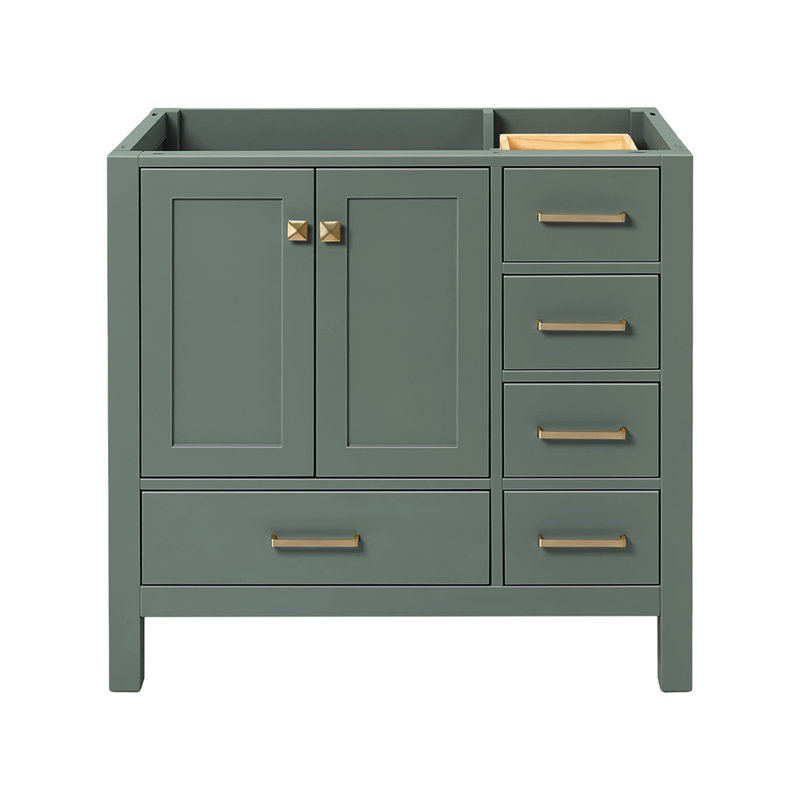 Cambridge Left Offset 36" Single Bathroom Vanity Base Only, Vintage Green