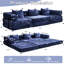 Lit de sol convertible bleu foncé avec canapé modulaire désossé et 3 places, chenille, sans assemblage