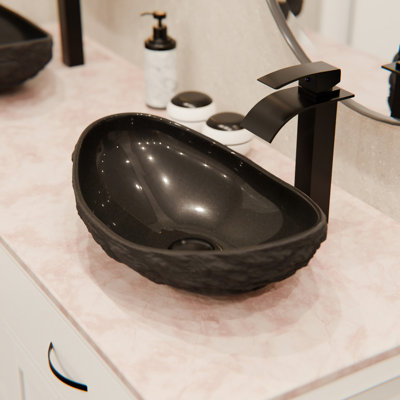 Lavabo de salle de bain vasque ovale en pierre Absolute