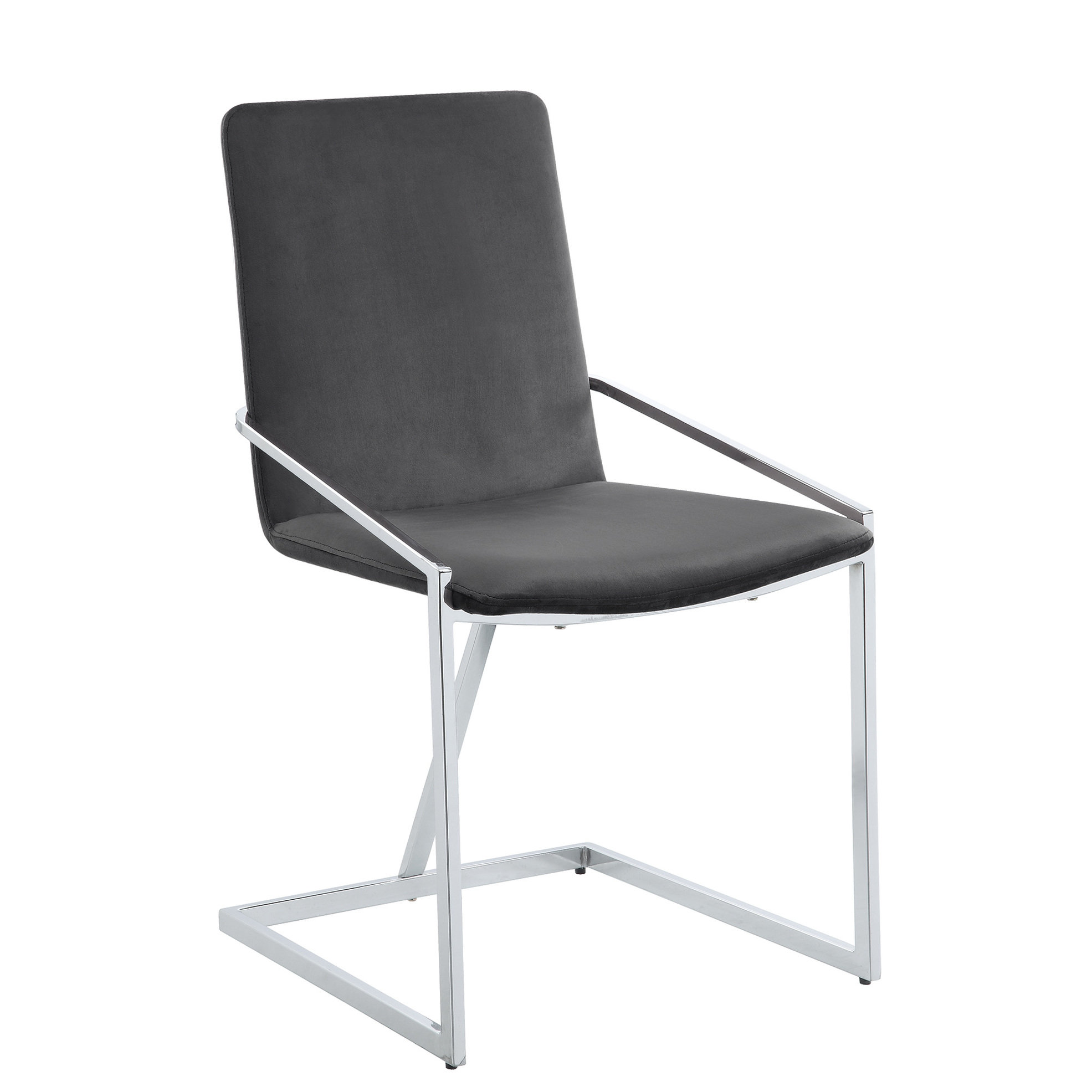 Red Barrel Studio® Finish Gray Velvet Side Chair Of 2 Openwork Design ...
