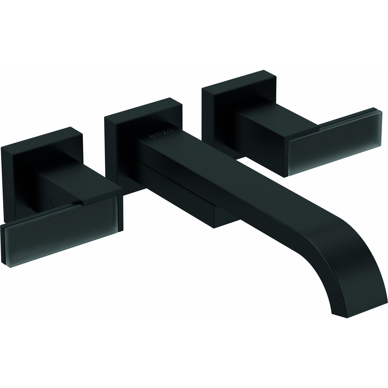 Siderna® Two-Handle Wall Mount Tub Filler, Matte Black, Lever with glass black insert