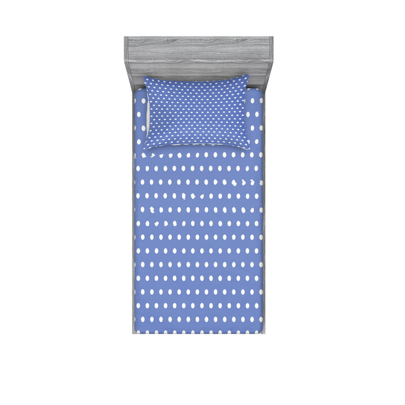 Microfiber Polka Dots Sheet Set, Twin XL Sheet Set with Fitted Sheet