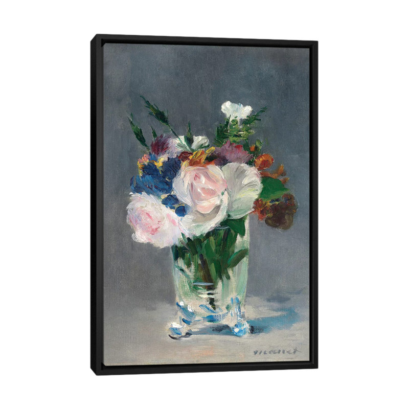 «Flowers in a Crystal Vase, c.1882» par Edward Manet, reproduction sur toile, H 26 po x l 18 po x P 1,5 po, Pas de tapis