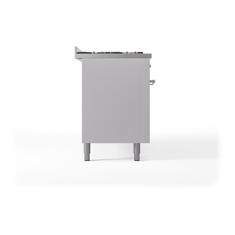 ILVE Nostalgie II Noblesse 60 in Dual Fuel Range, 9 Burner, Griddle, Liquid Propane, White/Chrome