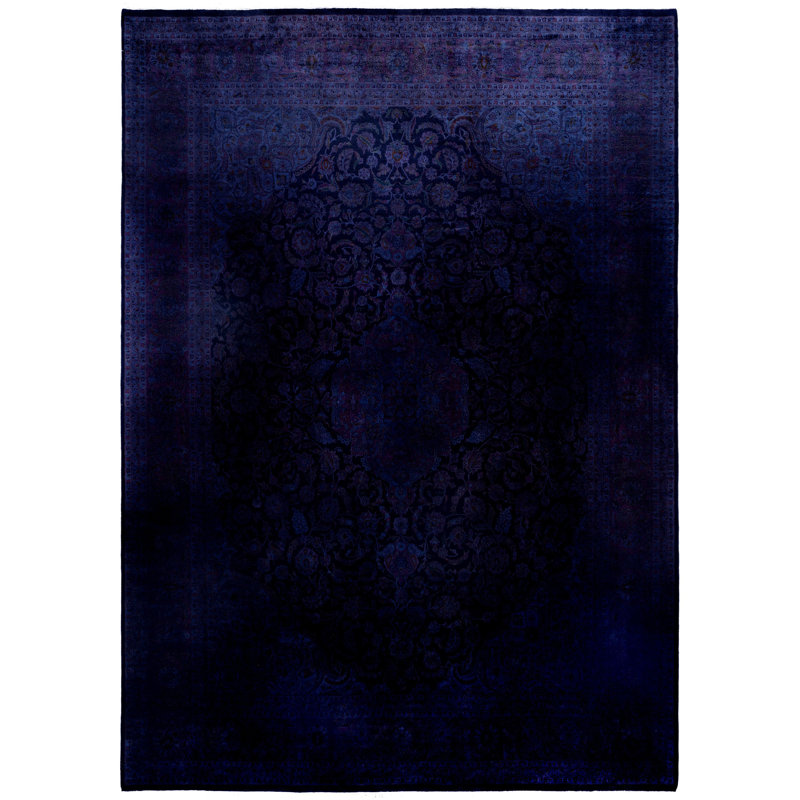 Tapis unique noué à la main mauve Rachal - 10 pi 0 po x 14 pi 0 po