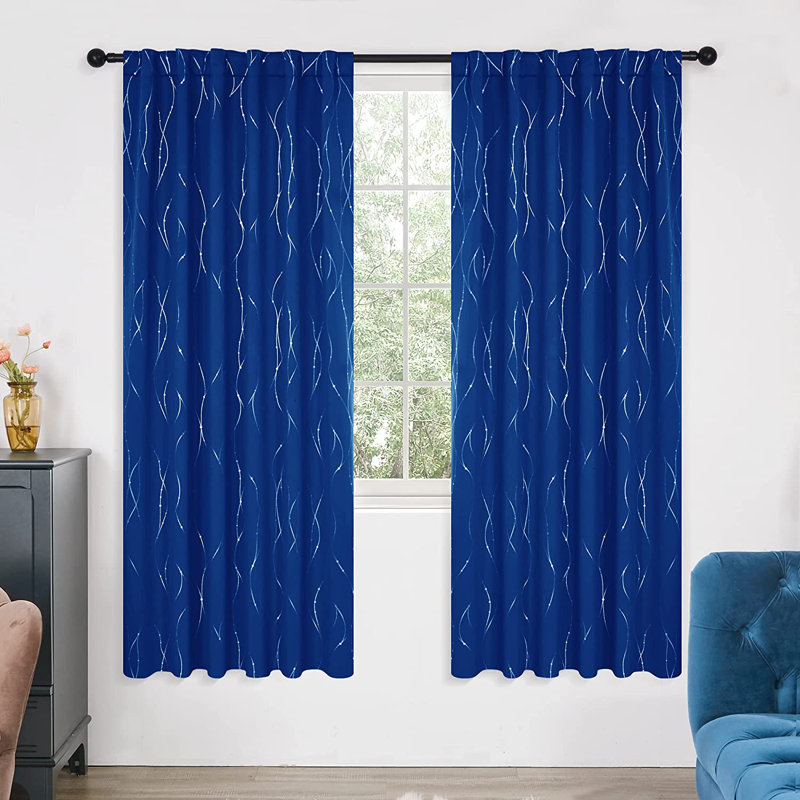 Deenie Room Darkening Curtain Pair, 52'' W x 84'' L, Blue