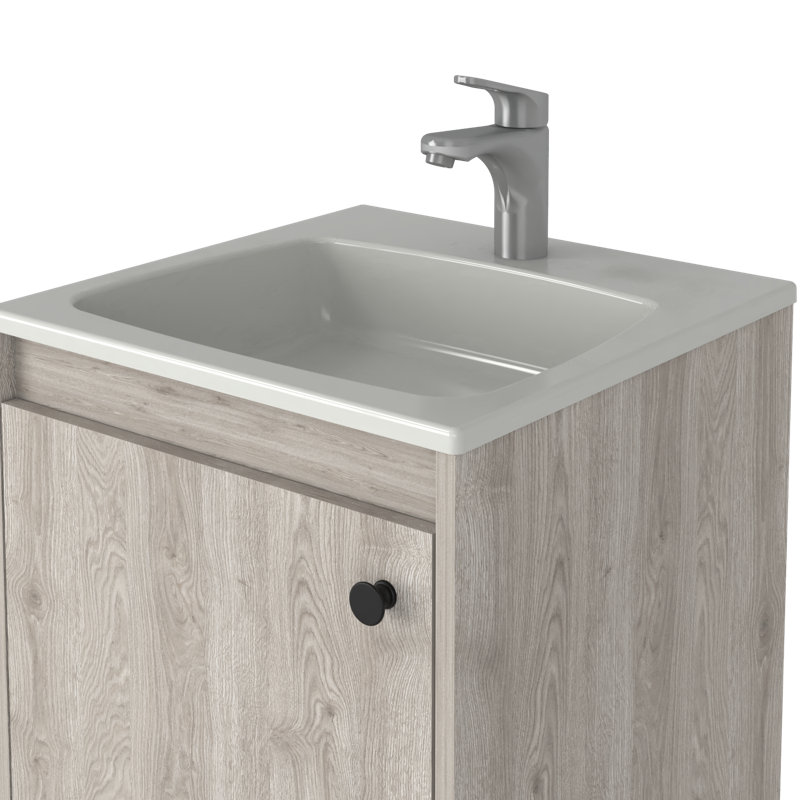 Meuble-lavabo autoportant avec tablette ouverte Bruto, Gris clair