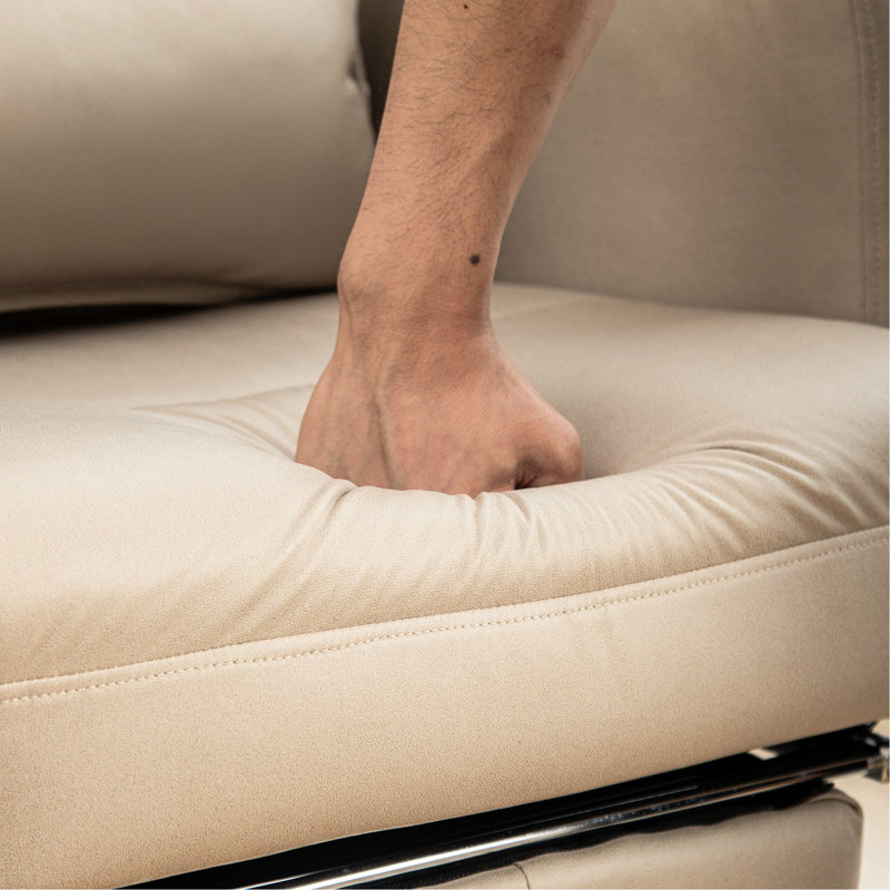 Chaise de bureau à haut dossier avec résistance et technologie de repose-pieds inclinable beige à 155 °