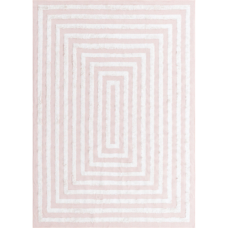 Cotton Abstract Indoor Rug, Rectangle 6'4" x 9'