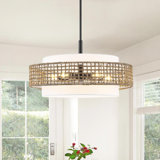 Ferretti 5-Light Drum Shaded Chandelier with Hand Woven Rattan Shade