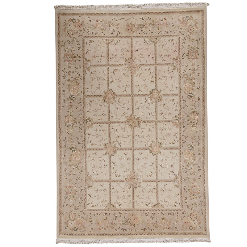 Tapis brun / beige de haute qualité noué à la main