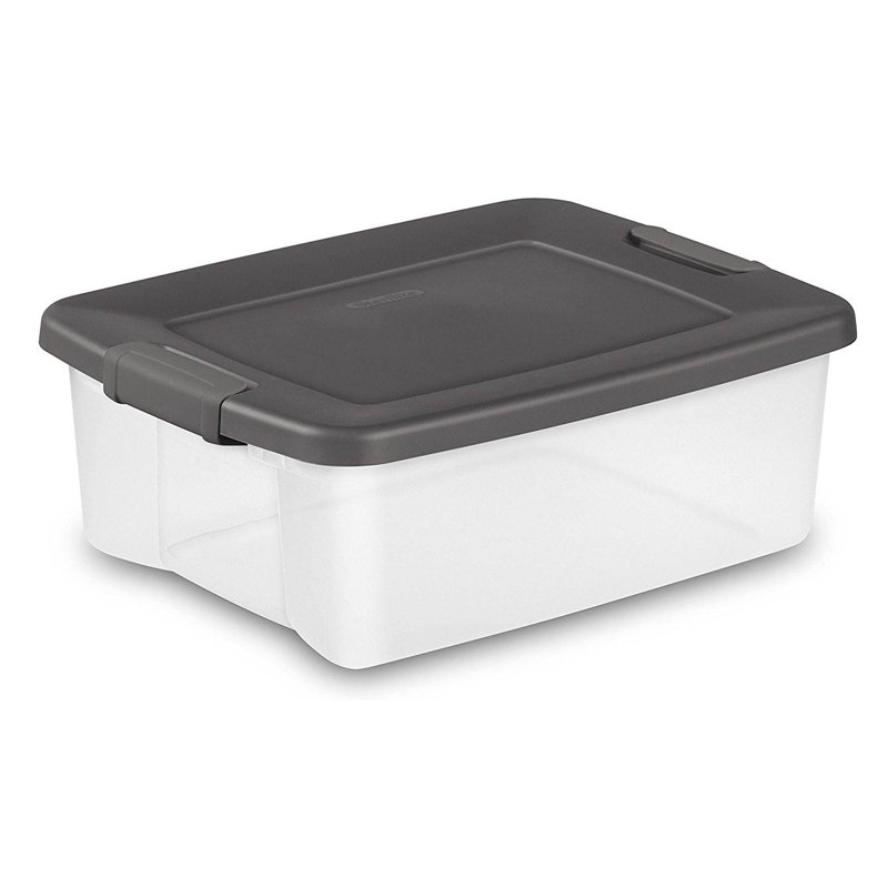 Sterilite ShelfTotes Clear Latched Plastic Storage Container, 18, 7.75" H x 15.5" W x 19.88" D
