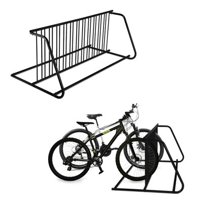 Heavy Duty Double-Sided Bike Floor Rack – Freestanding Steel Grid Storage Stand – Holds 12 Cycles – Includes Ground Mount Kit – For Garage, Street, Events – Black | 12-car double-sided