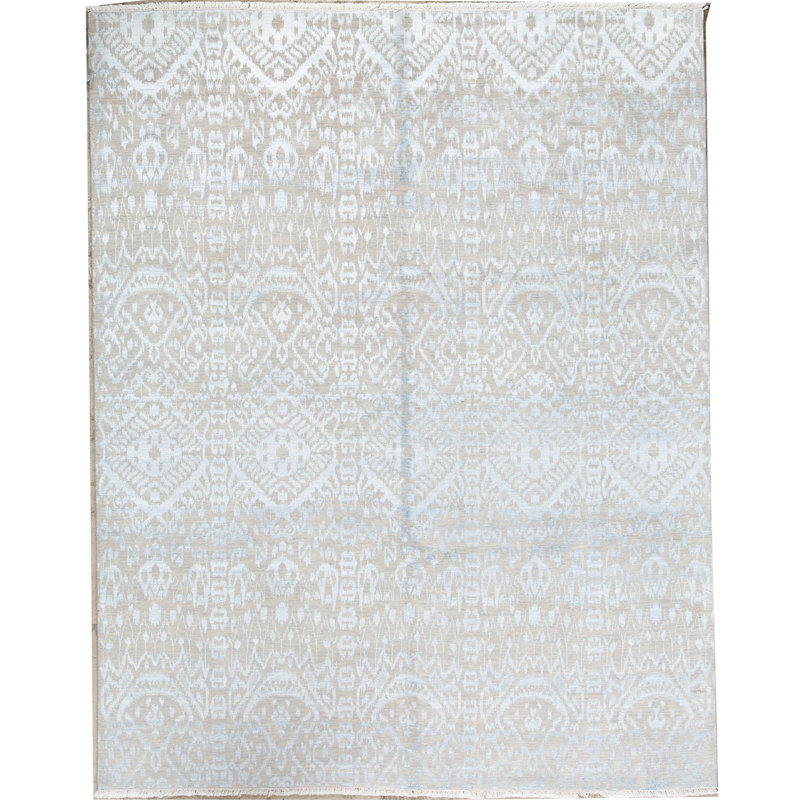Tapis gris et argent noué à la main de haute qualité