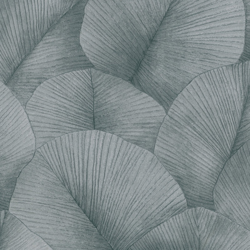 Kumano 3D Embossed Palm Leaf Wallpaper Roll, Silver