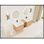 Meuble-lavabo mural 60 po avec lavabo en céramique blanche et tablettes de rangement, 2 portes à fermeture douce, contreplaqué écologique