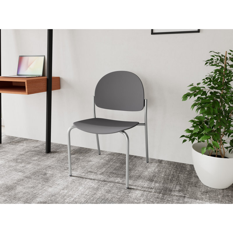Chaise d'invité sans accoudoir Chat Chat, Argent, Flint Grey Poly