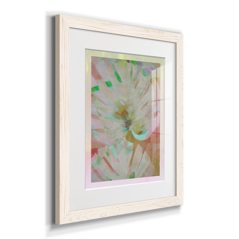 «Retro Palms I», reproduction d'art sur papier encadré, H 20 po x l 17 po x P 1,5 po, Blanc