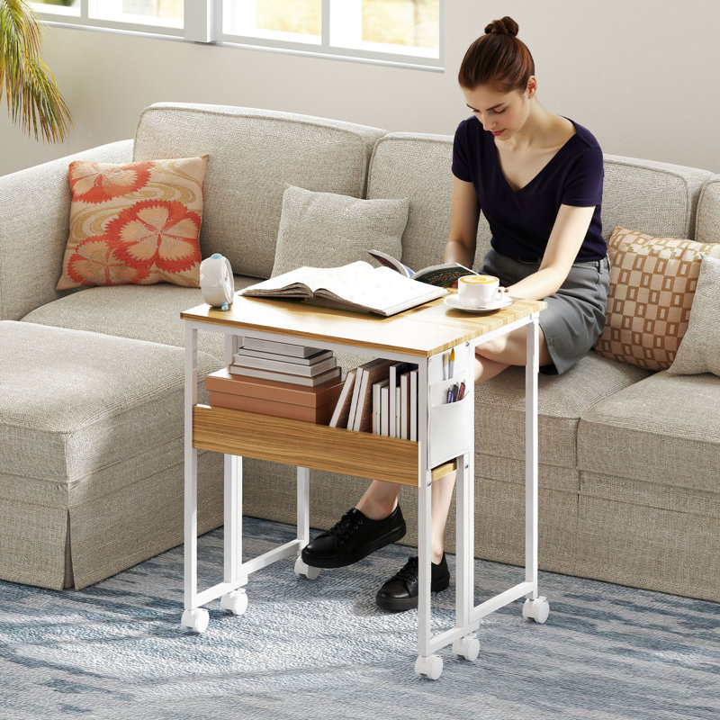 Writing Desk, Natural Wood Finish/White, 75cm H x 63cm W x 50cm D