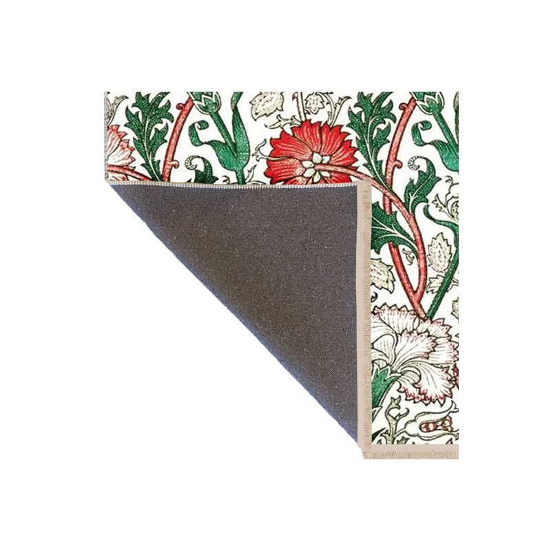 Tapis décoratif moderne à motif floral rose lavable à la machine, Sous-tapis rectangulaire 2 pi 6 po x 4 pi 11 po
