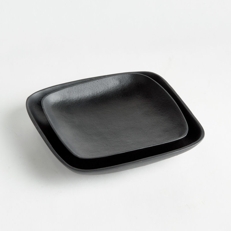 Ensemble de 2 plateaux décoratifs BENTON, Black Patina