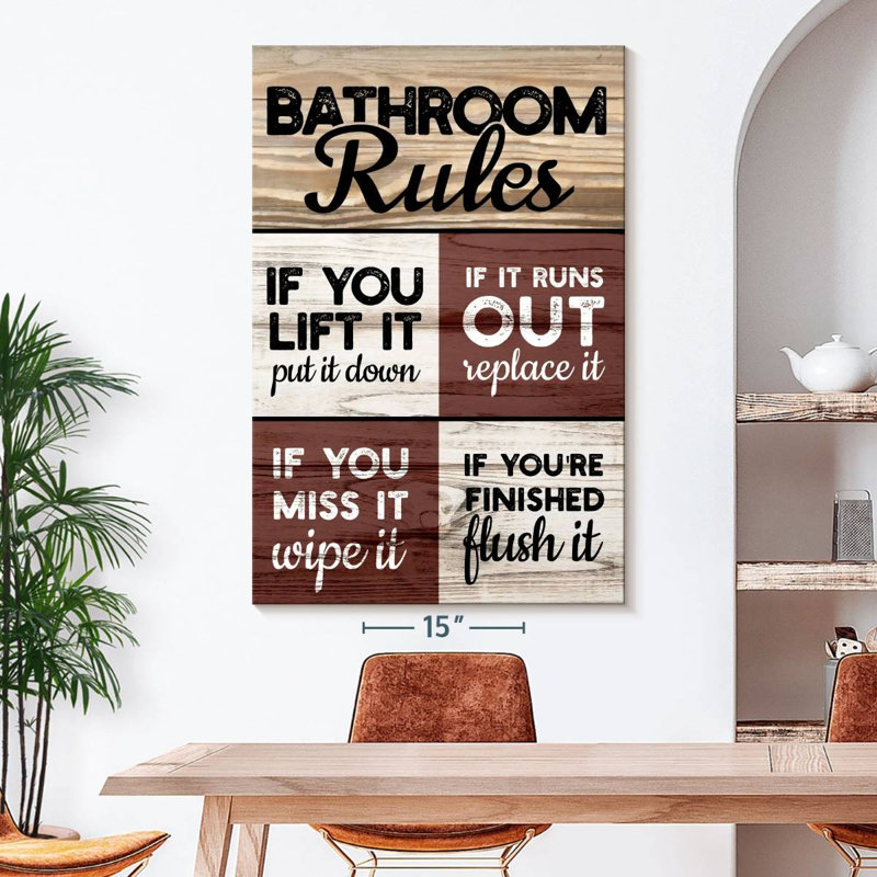 Toilette Commandements, impression sur toile, H 51 po x l 34 po x P 1,25 po