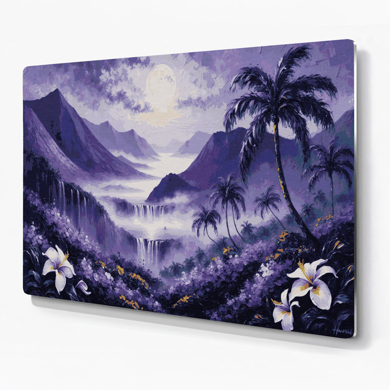 Art mural gris en métal Hawaiian Island