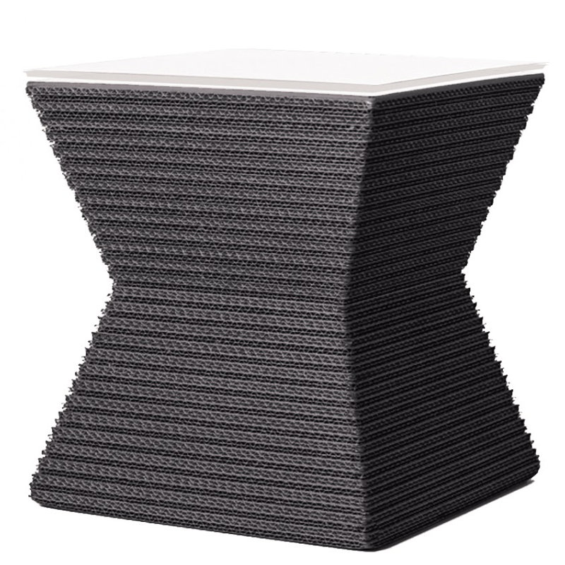 Tabouret décoratif Hetzel, Gris / cuir blanc