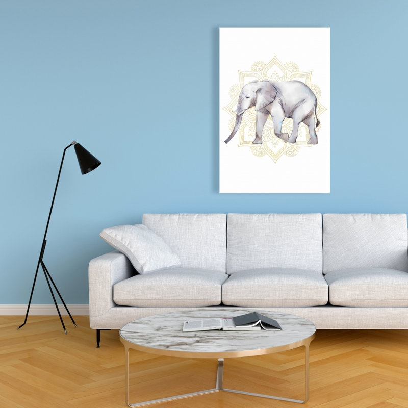 Éléphant sur mandalas, H 36 po x l 24 po