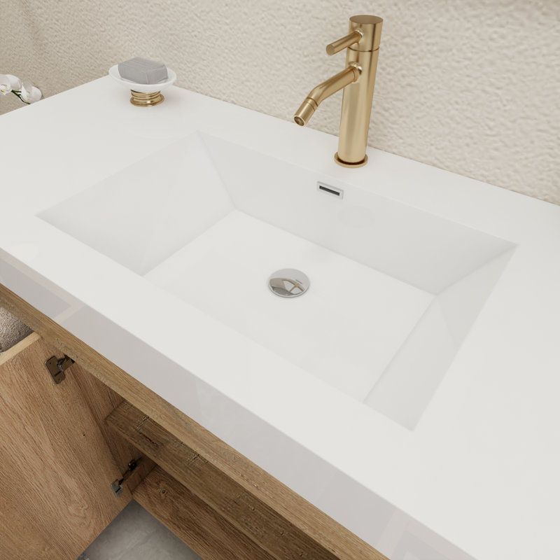 48'' Single Bathroom Vanity with Acrylic Top, Oak