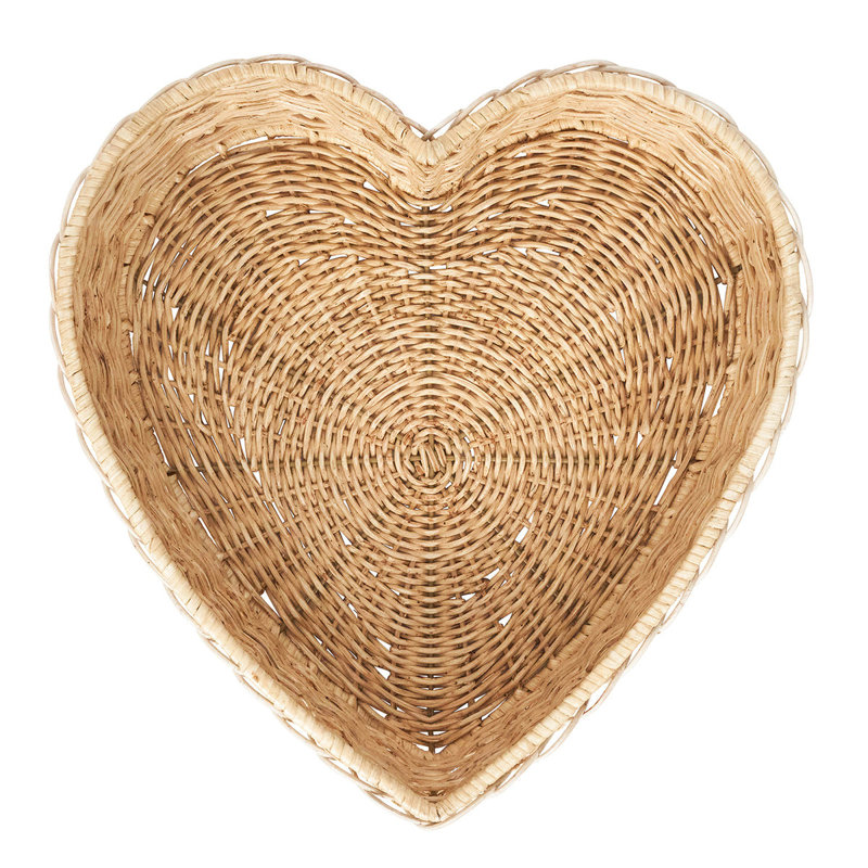 Provence Rattan 16" Heart Tray - Whitewash