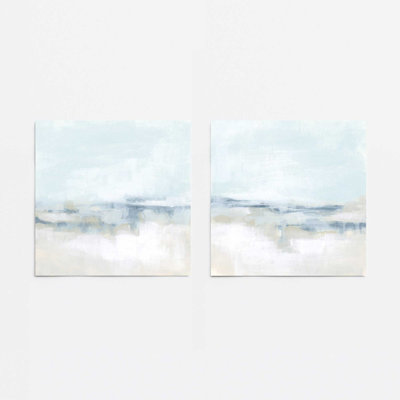 Cloudy Shoreline Hues Set of 2 Canvas Prints