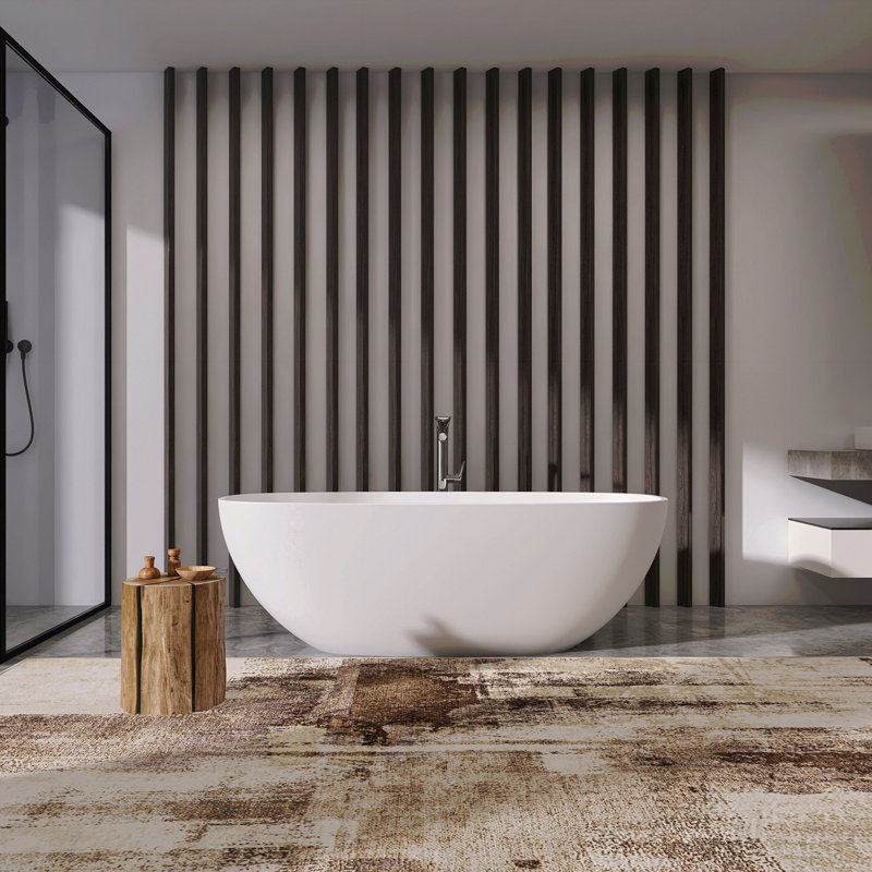 66.9 Inch Freestanding Solid Surface Soaking Bathtub