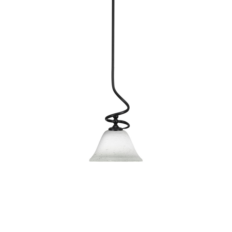 Mini-luminaire suspendu Gavinton avec verre mousseline blanc 7 po, Noir mat
