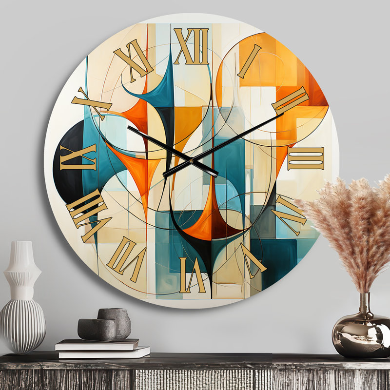 Horloge murale orange Mid-Century Harmony, Médium