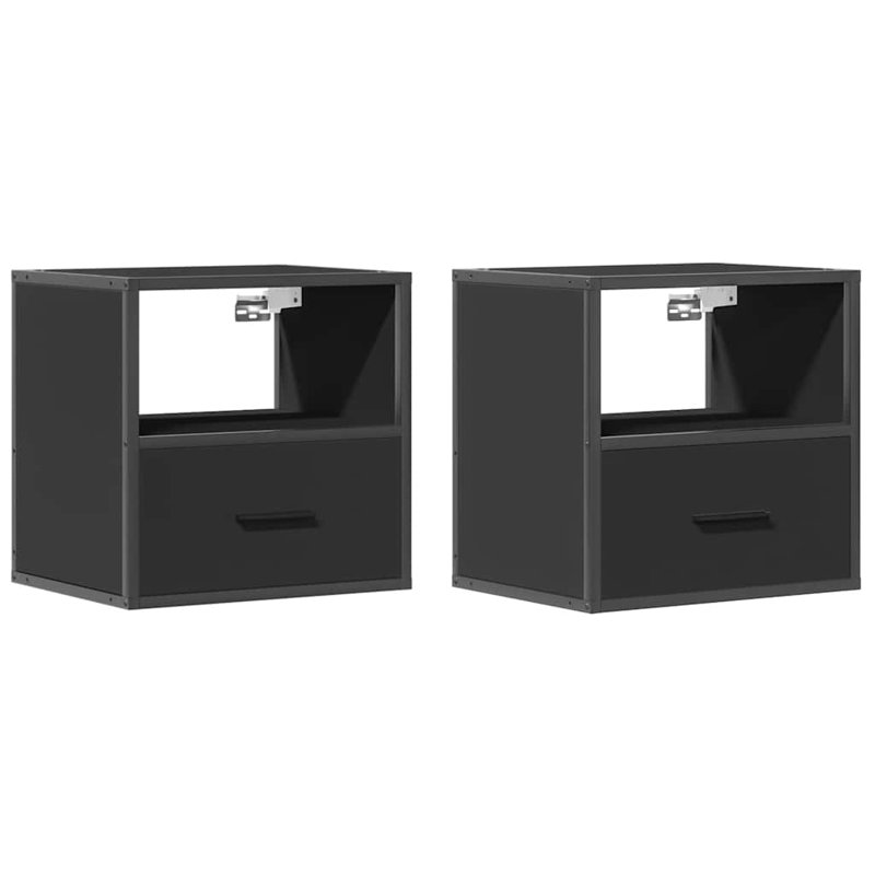 40cm W Metal Bedside Table, Black