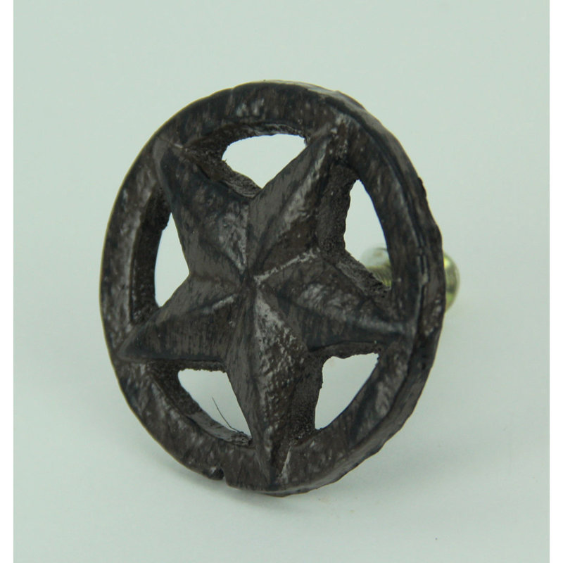 Rustic Brown Cast Iron Star Cabinet Knob Set