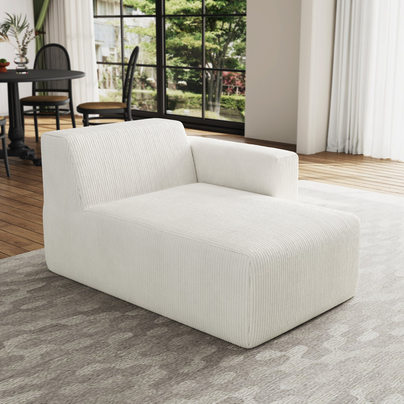 Upholstered Chaise Lounge, Right Hand Facing, Beige