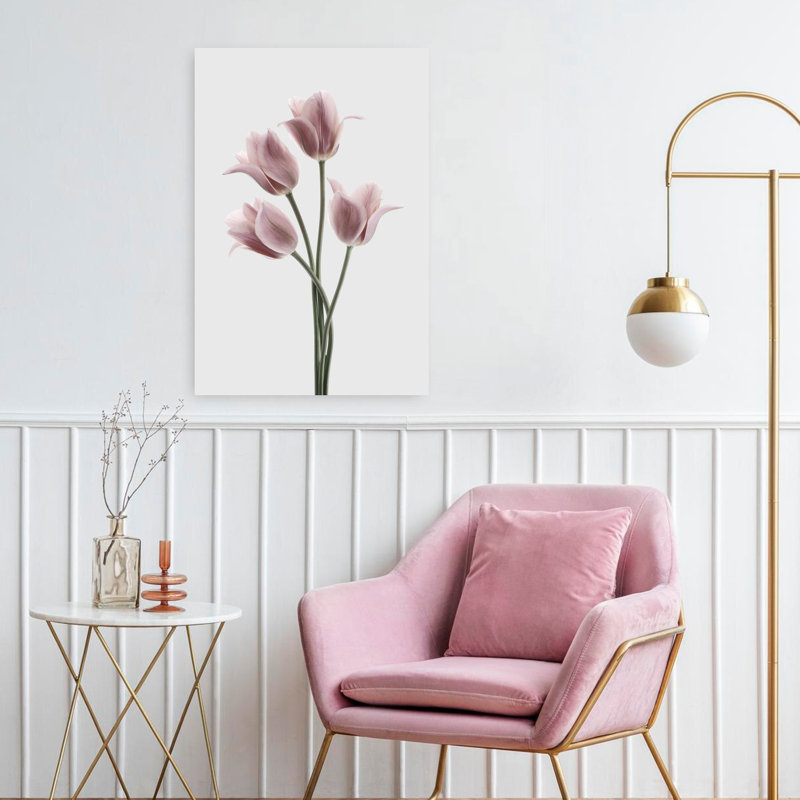 Tulips Pink Contemporary Tulip Flower Art, 24" H x 16" W