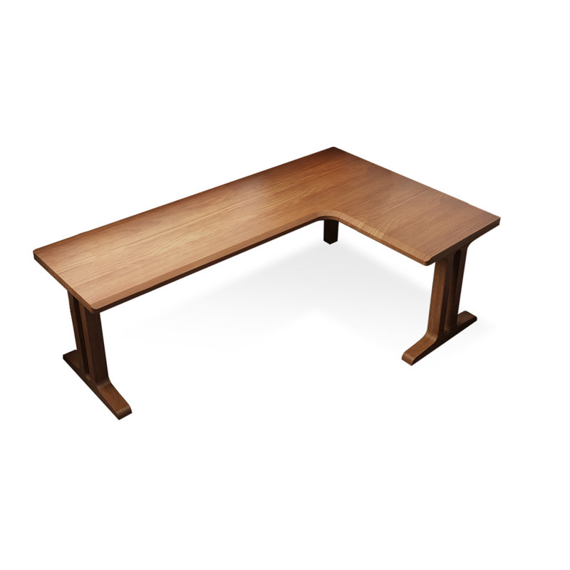 Bureau en bois massif en forme de L brun noisette, Retour à droite, H 29,53 po x l 70,87 po x P 39,37 po