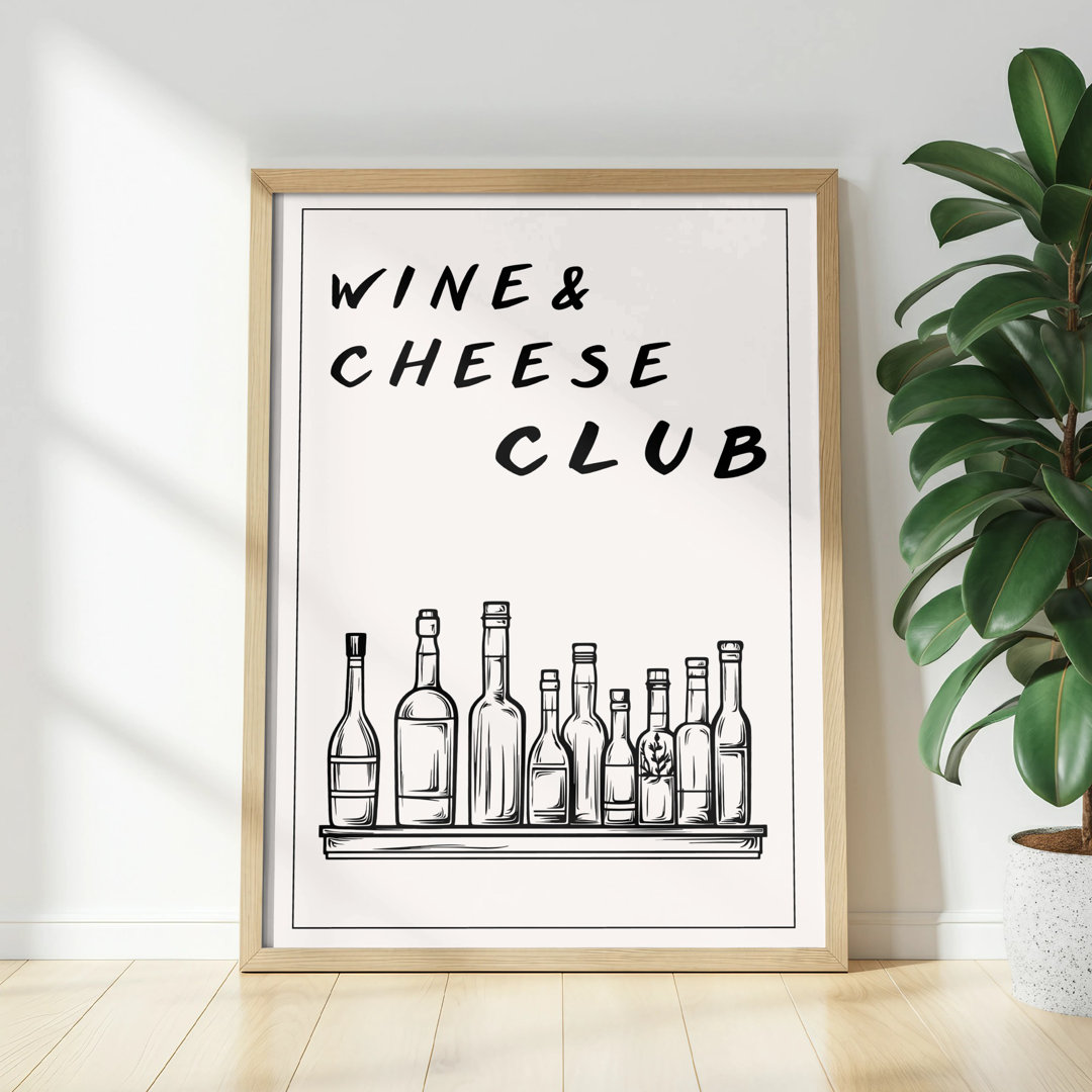 Wine and Cheese Club, Wall Art, Matte Vertical Poster, Home Decor, Unframed, Several Sizes, Kitchen Print, Foodie Gift, Bar Cart Art