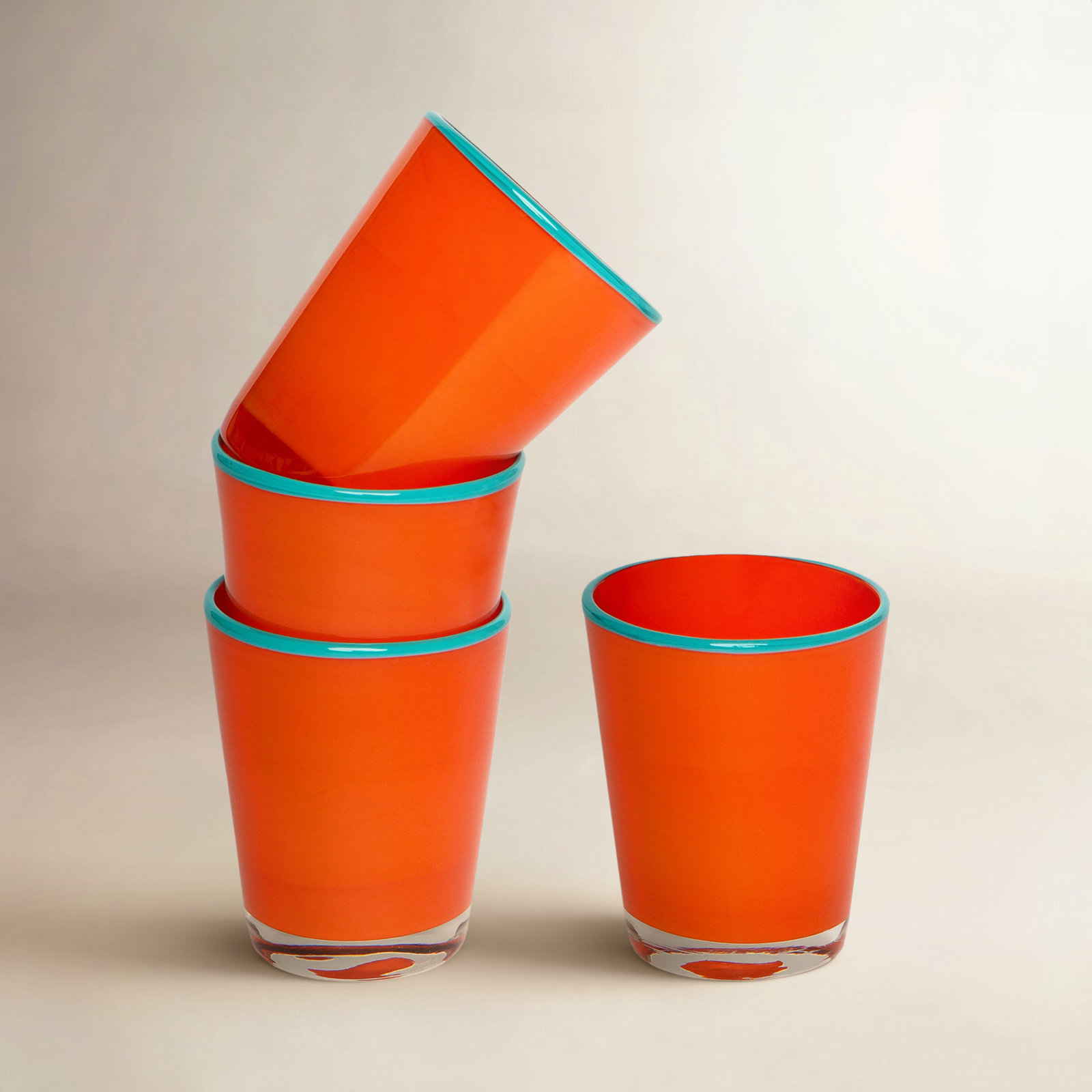 Sarya Drinking Glass, Orange/Blue, 9 oz.