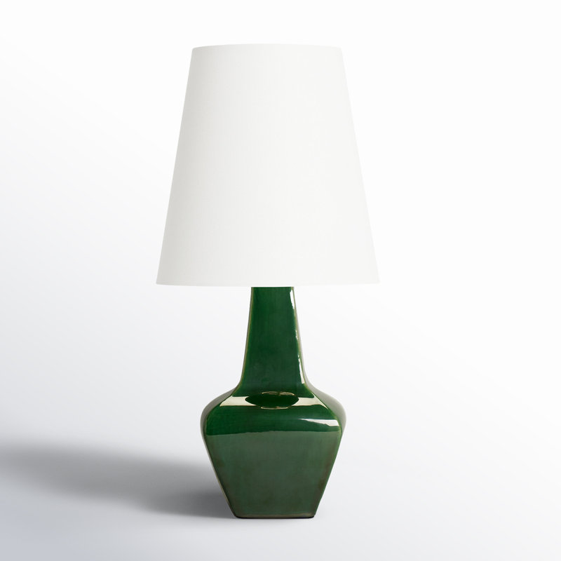 Diogo Ceramic Table Lamp, Green, 22" H x 10.75" W x 10.75" D