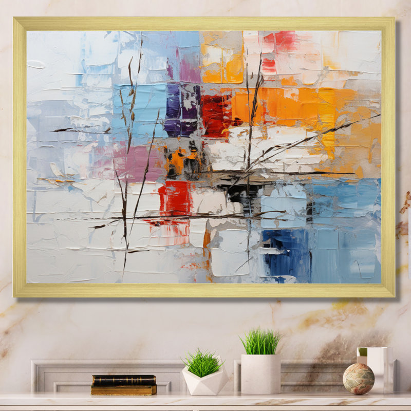 Gabbey Collage Frozen Snow IV - Print, 16" H x 32" W x 1" D, Gold Picture Framed