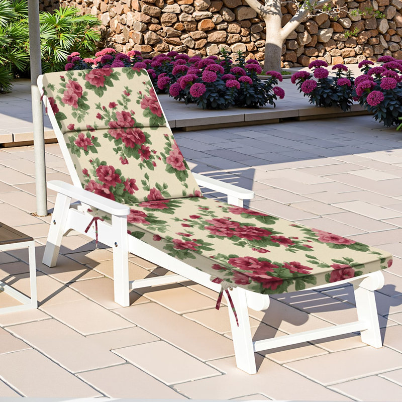  Outdoor Indoor 3'' Lounge Patio Cushion Pink gentle roses seamless Repeated floral elements beautiful flowers Water-Resistant Chaise Lounge Cushion for Chair Patio Furniture Seat Cushion