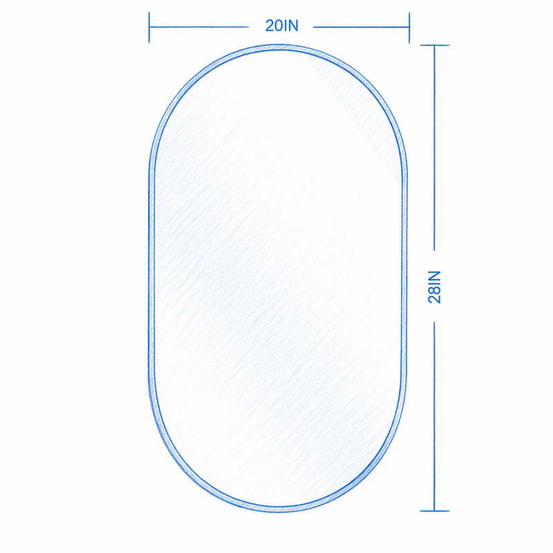 Miroir ovale en métal, 20 x 28 po, Argent